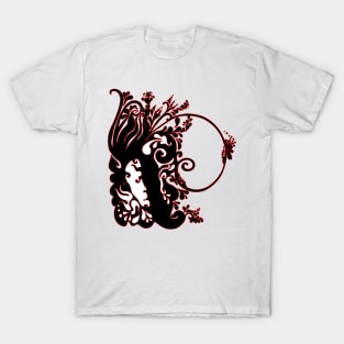 Red, Black and White Abstract Face T-Shirt